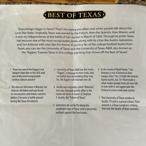 DOWDLE Best of Texas 500 piece puzzle - Picture 7 of 7